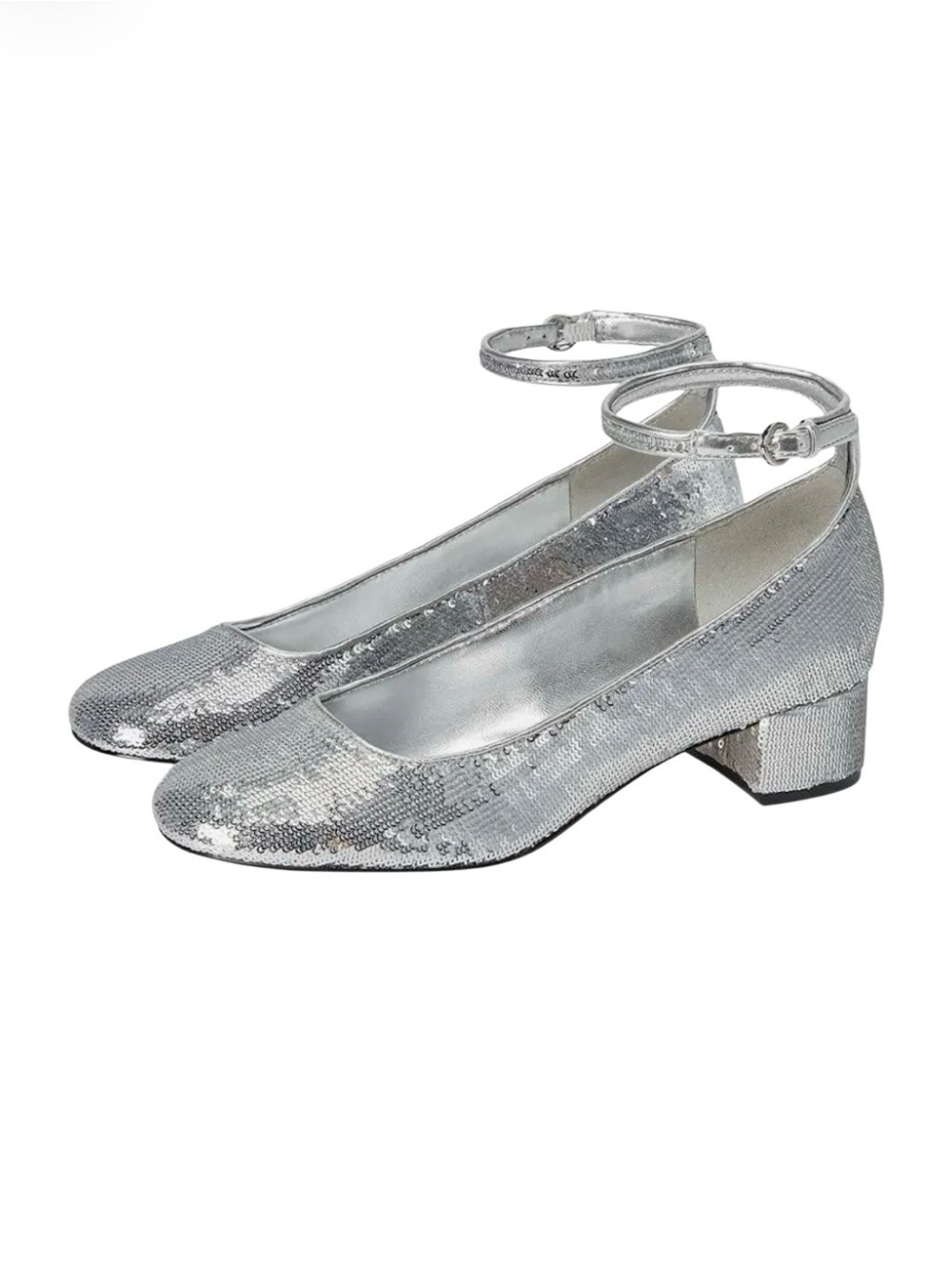 Nine West Amaizep3 Block Heel Shoes Size 7.5 Silver Sequin